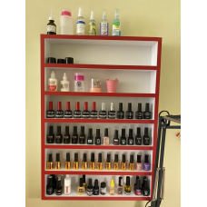 Полиця під лаки PPL-5 Біла з красною кромкою