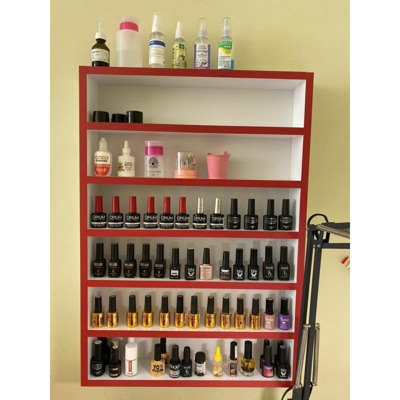 Полиця під лаки PPL-5 Біла з красною кромкою